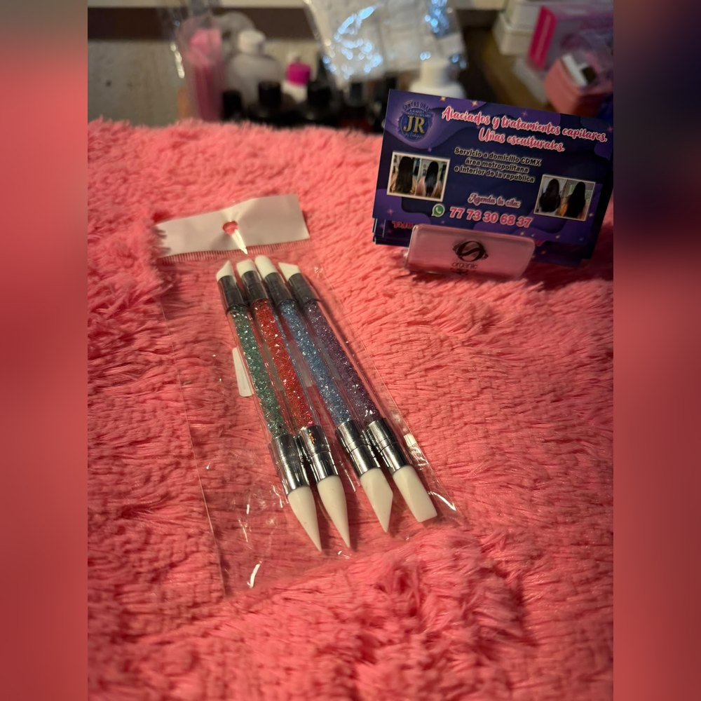 Pinceles de silicón para uñas (set de 5, doble punta)